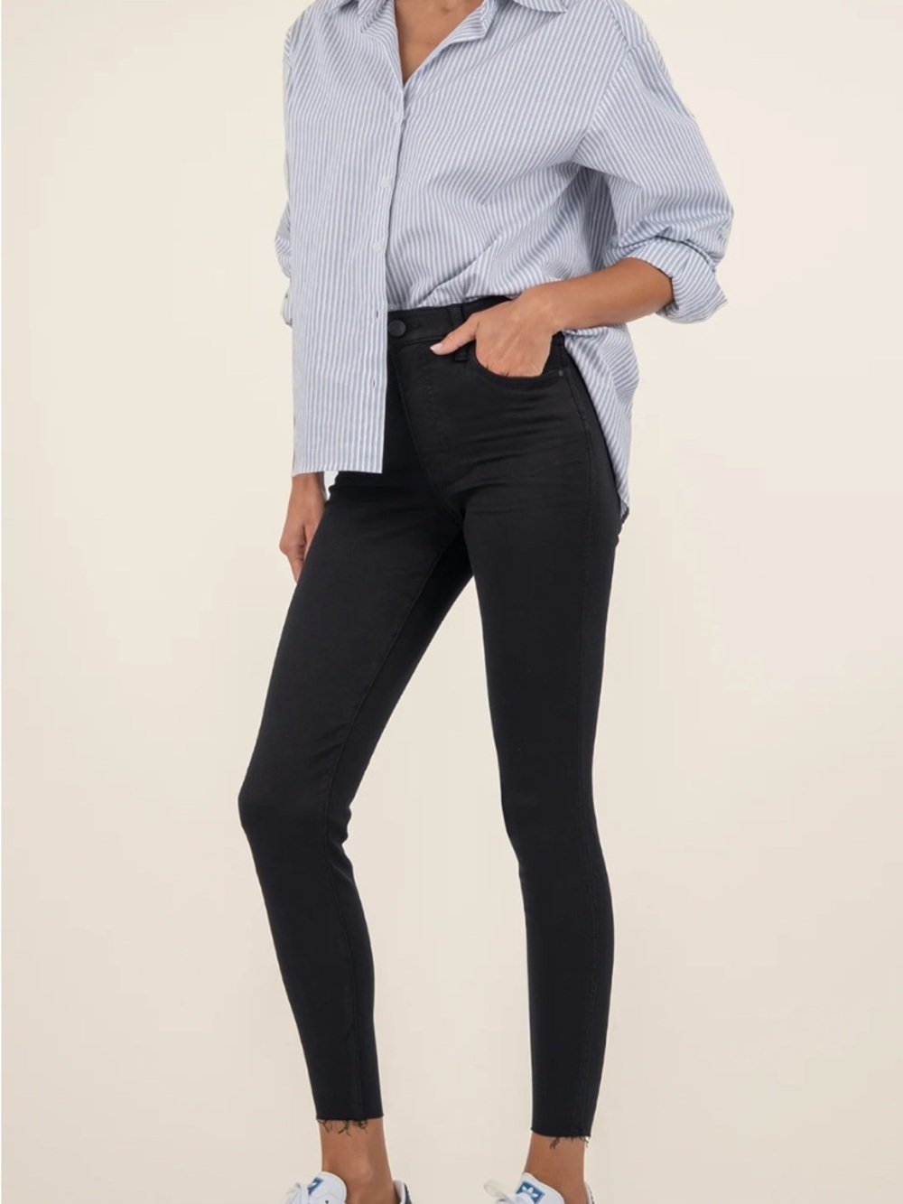 KUT From The Kloth Donna High-Rise Black Denim Stretch Skinny Jeans Size 14P